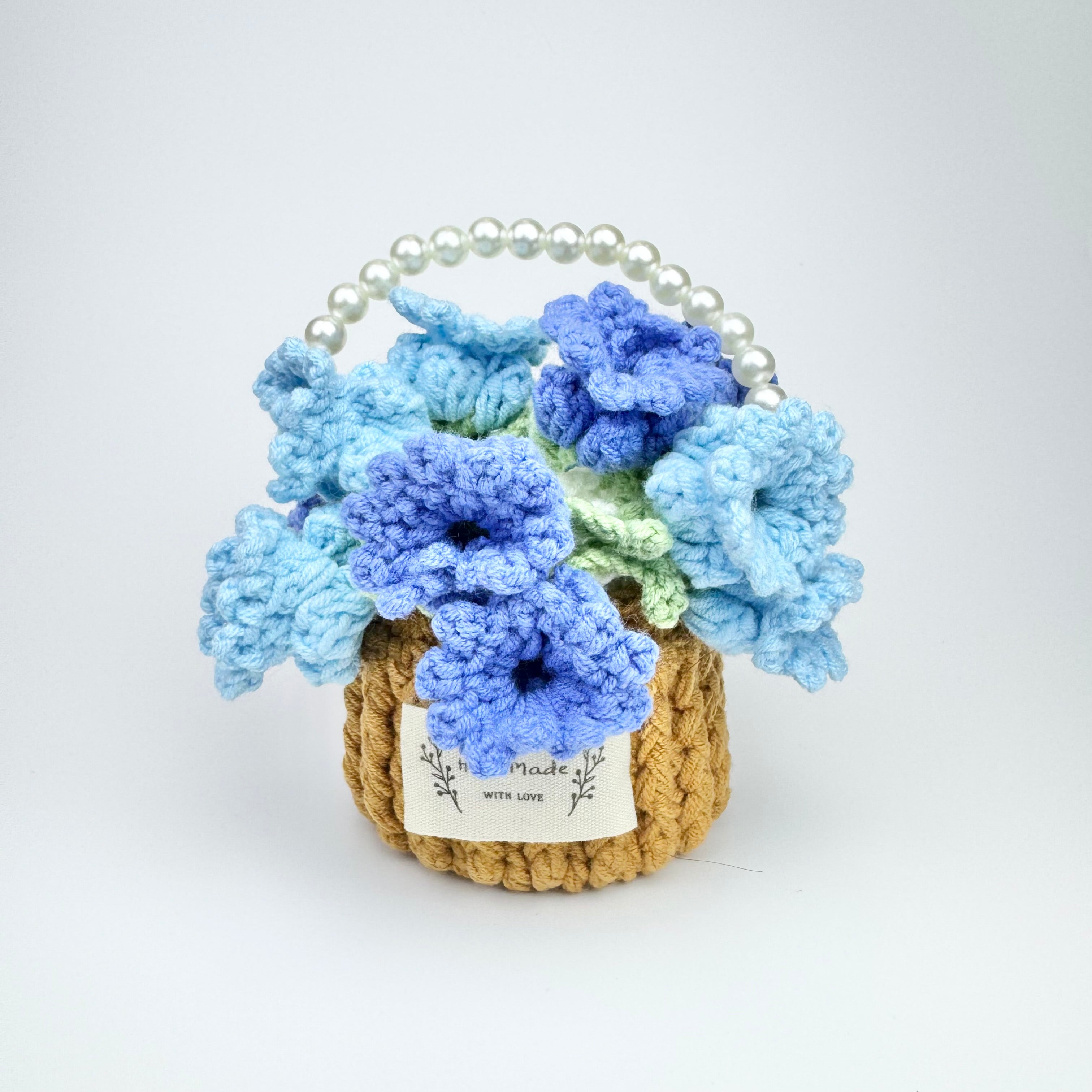 “Bluebell” Handmade Crochet Flower Coaster with Basket Set - Artistic Home Decor