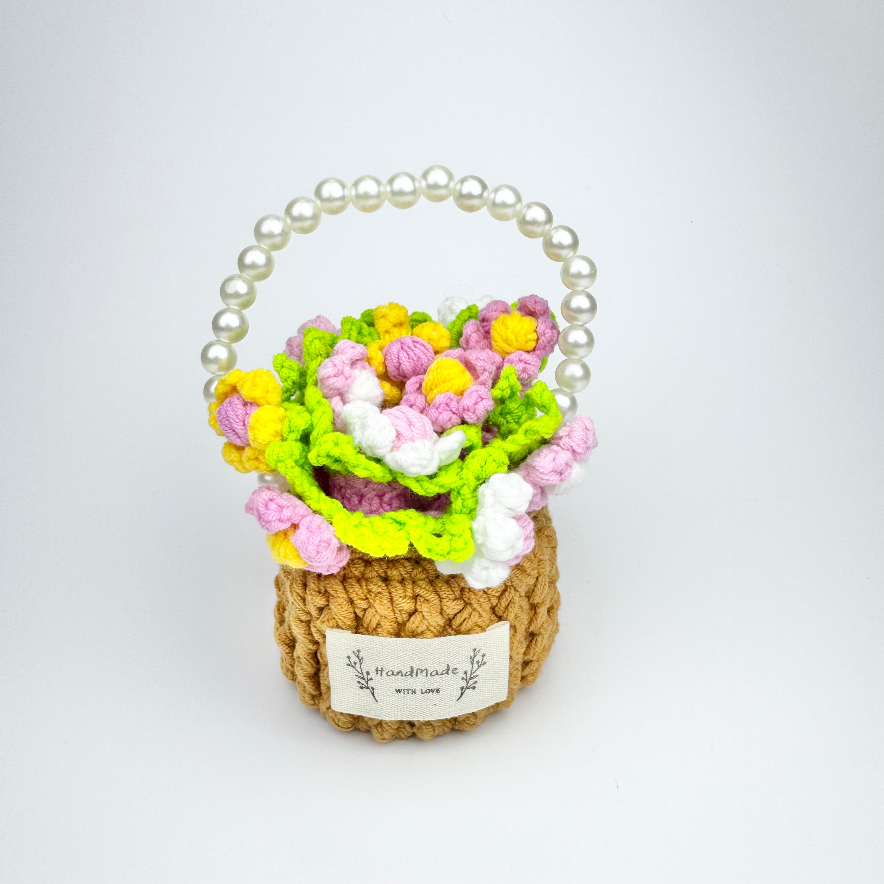 "Pastel Floral" Handmade Crochet Flower Coaster with Basket Set - Artistic Home Decor