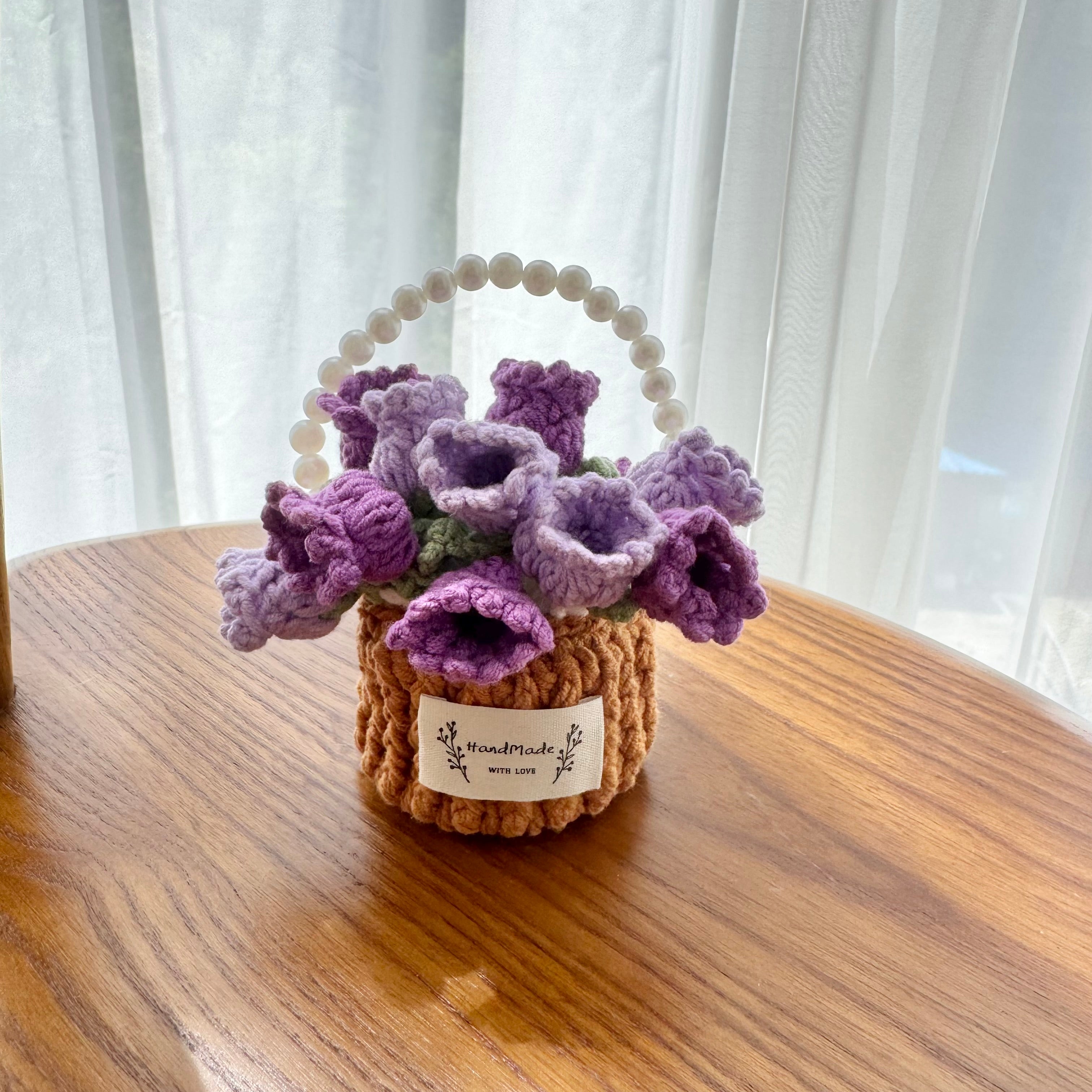 “Violet” Handmade Crochet Flower Coaster & Basket Set - Artistic Home Decor