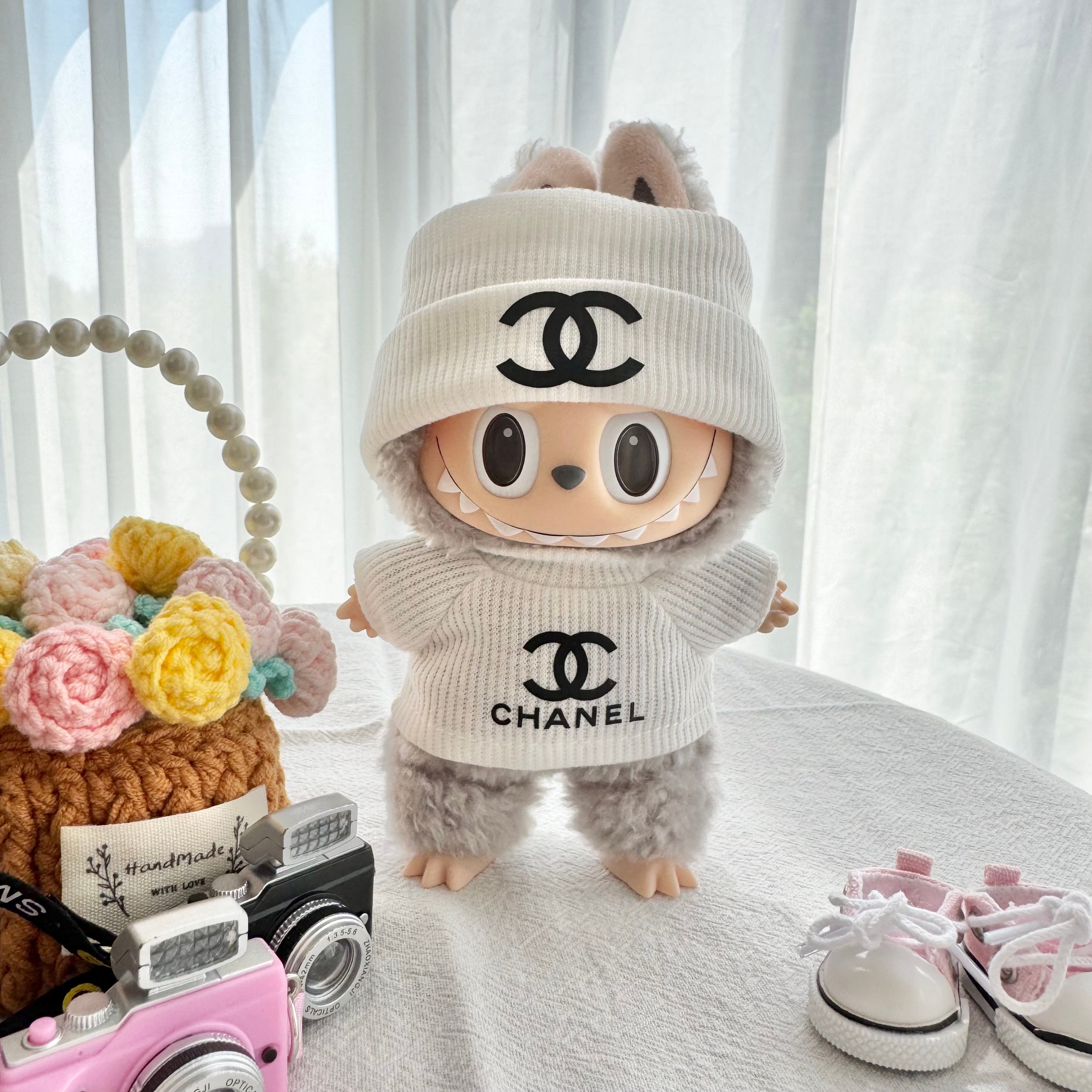 Labubu Doll Clothes - Luxury Brand "CHANEL" Inspired Outfit Set for Dolls