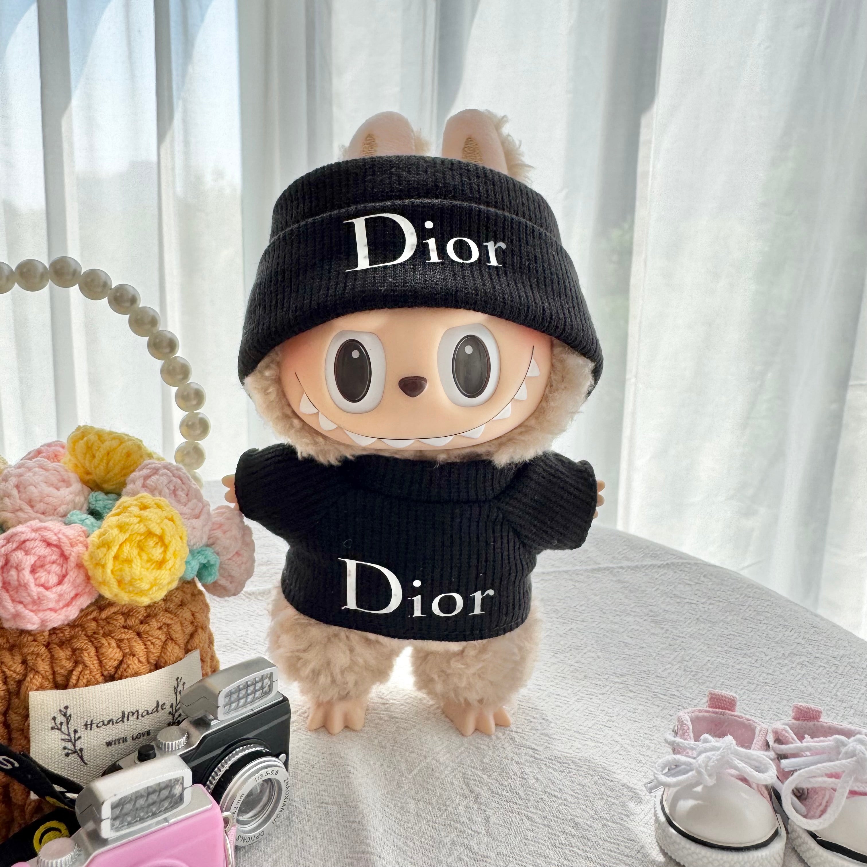 Labubu Doll Clothes - Luxury Brand "DIOR" Inspired Outfit Set for Dolls
