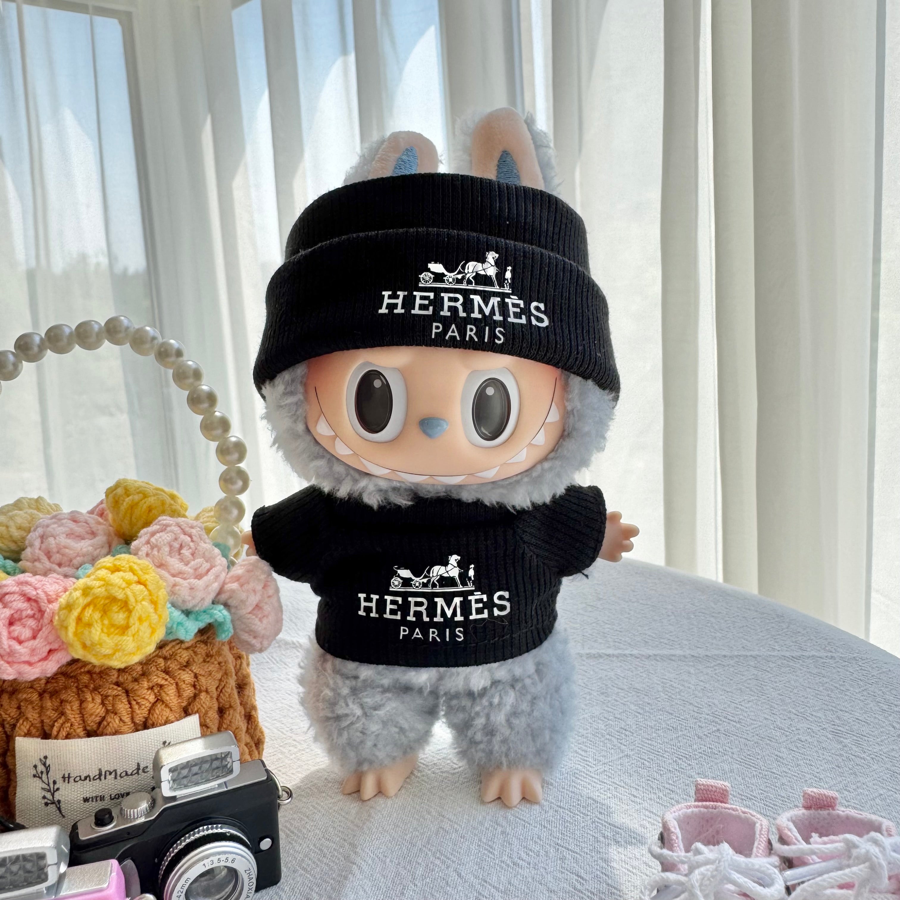 Labubu Doll Clothes - Luxury Brand "HERMES" Inspired Outfit Set for Dolls