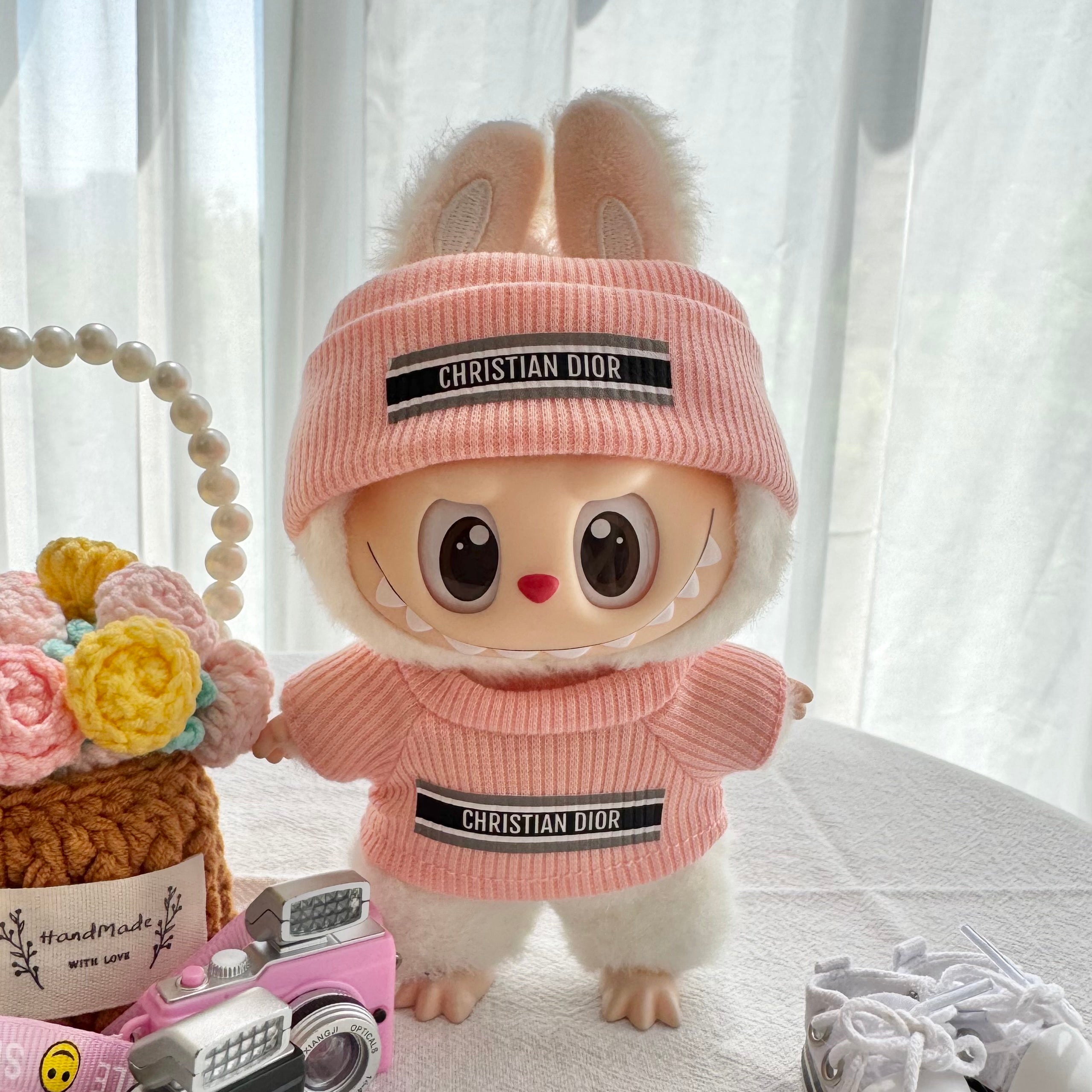 Labubu Doll Clothes - Luxury Brand "DIOR" Inspired Outfit Set for Dolls