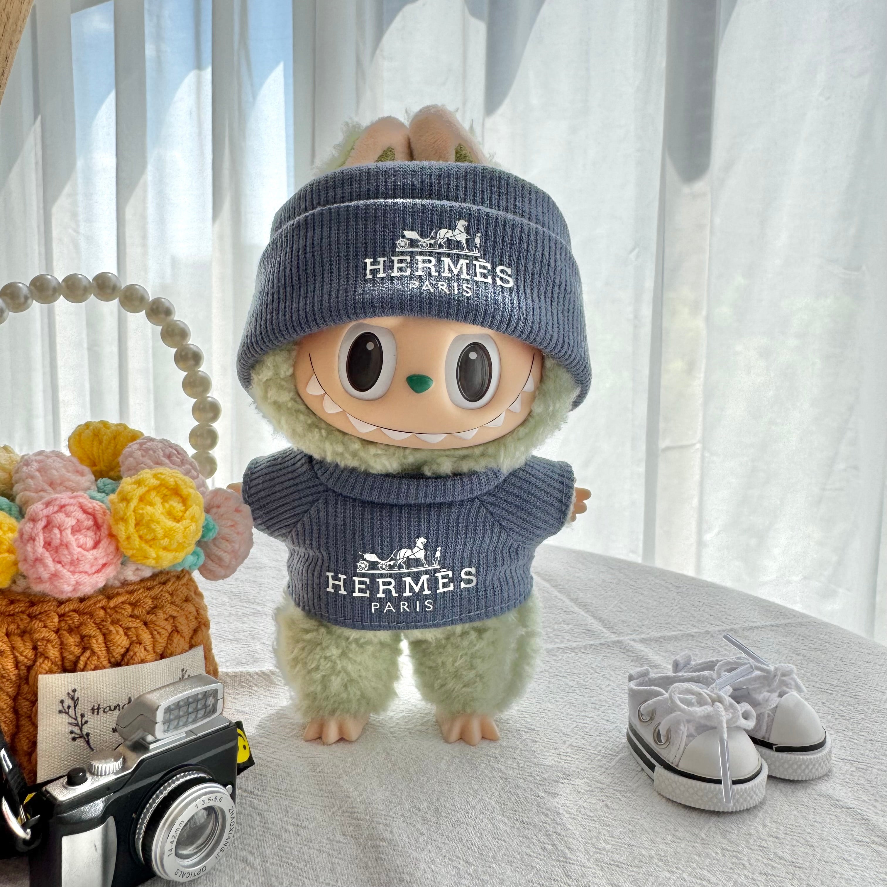 Labubu Doll Clothes - Luxury Brand "HERMES" Inspired Outfit Set for Dolls