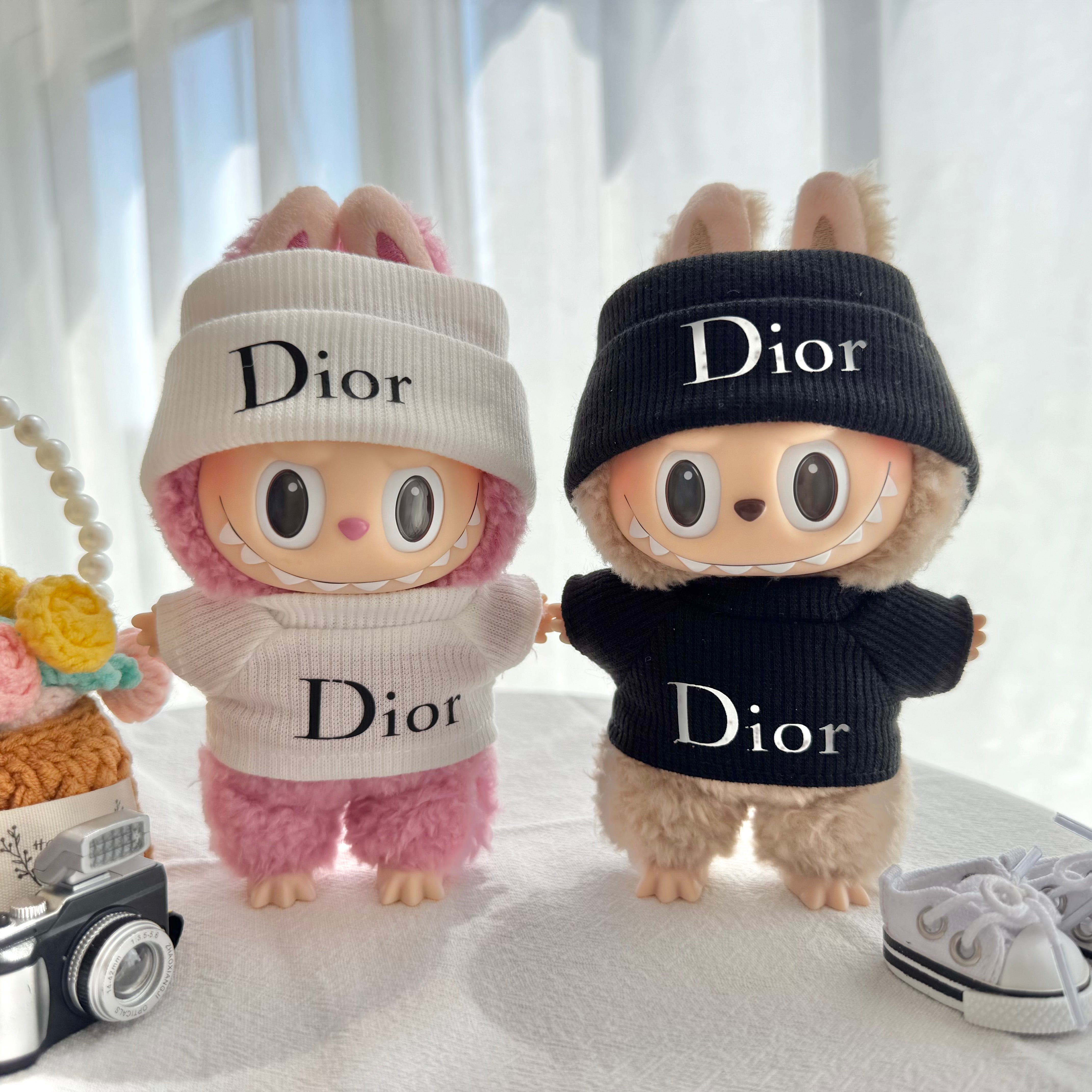 Labubu Doll Clothes - Luxury Brand "DIOR" Inspired Outfit Set for Dolls
