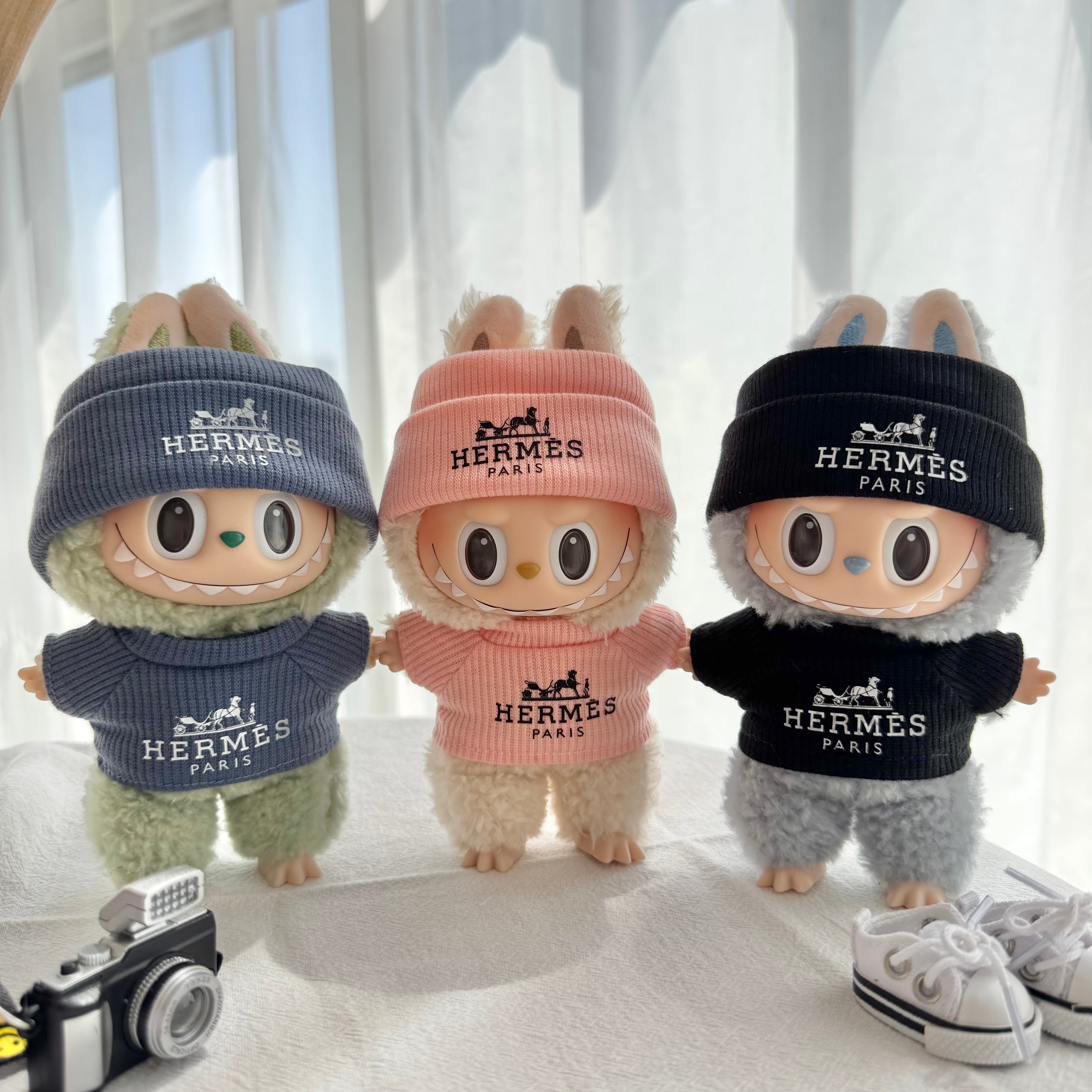 Labubu Doll Clothes - Luxury Brand "HERMES" Inspired Outfit Set for Dolls