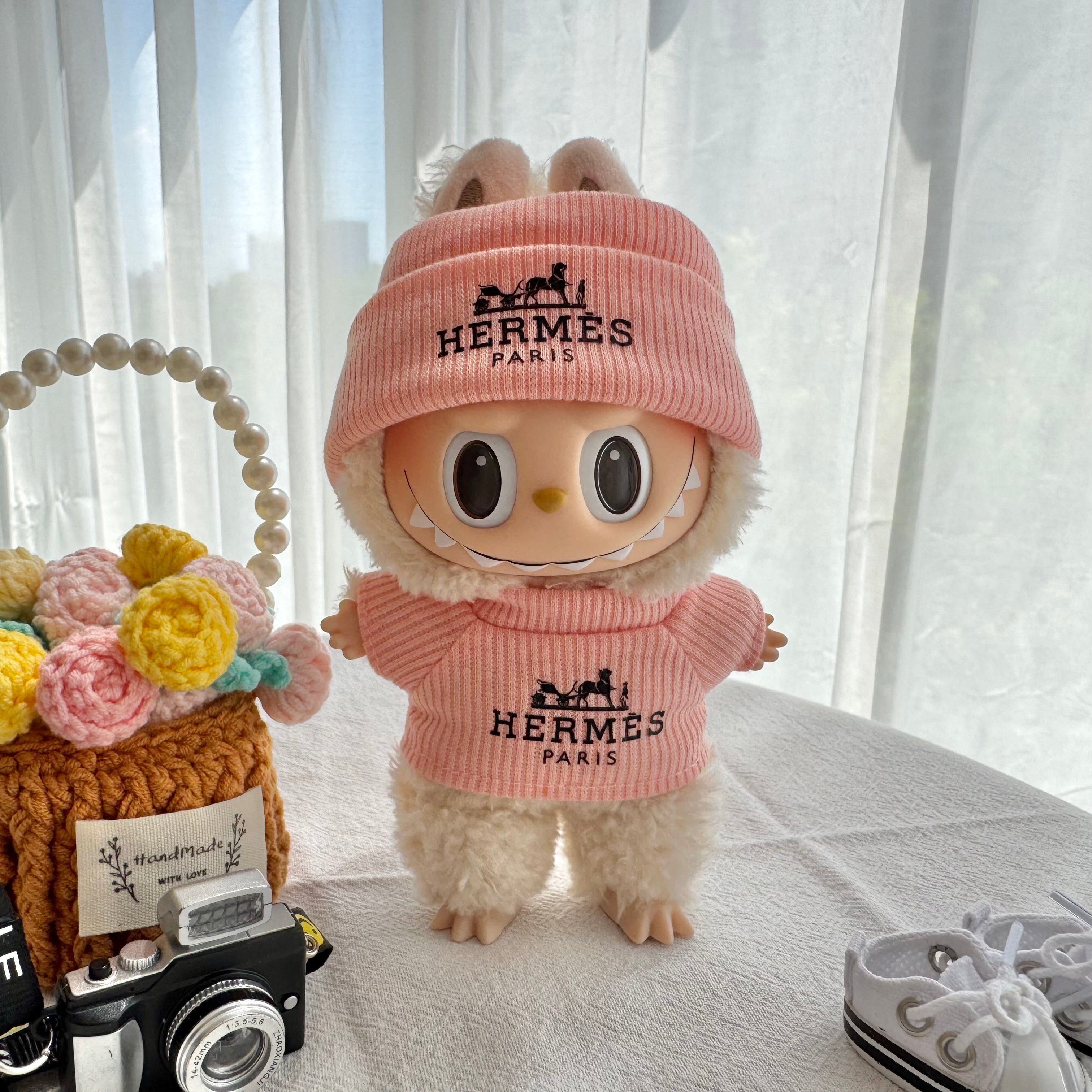 Labubu Doll Clothes - Luxury Brand "HERMES" Inspired Outfit Set for Dolls