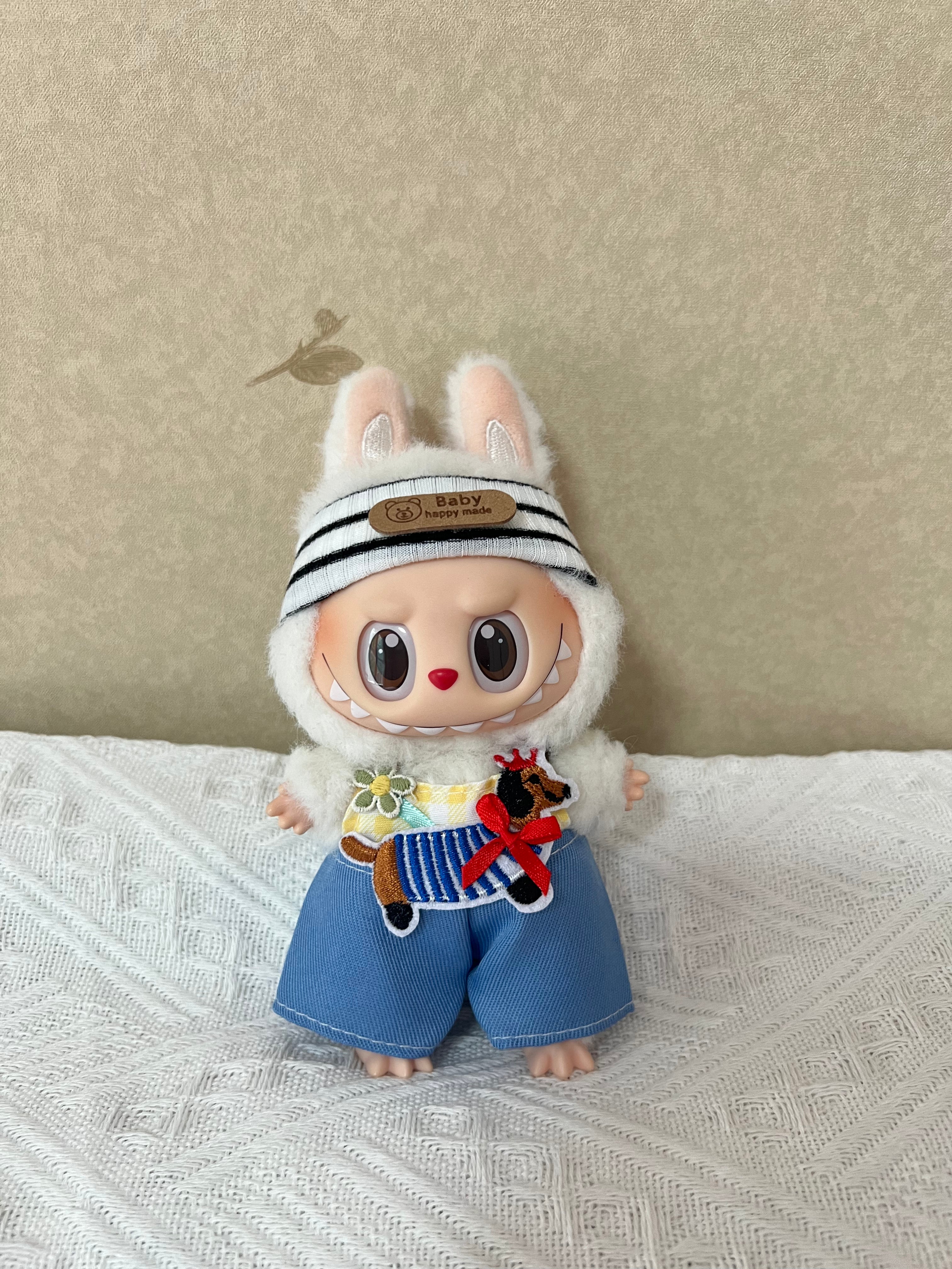 Doll Clothes - Cute Puppy Themed Outfit Set - Dachshund Patch & Striped Headband