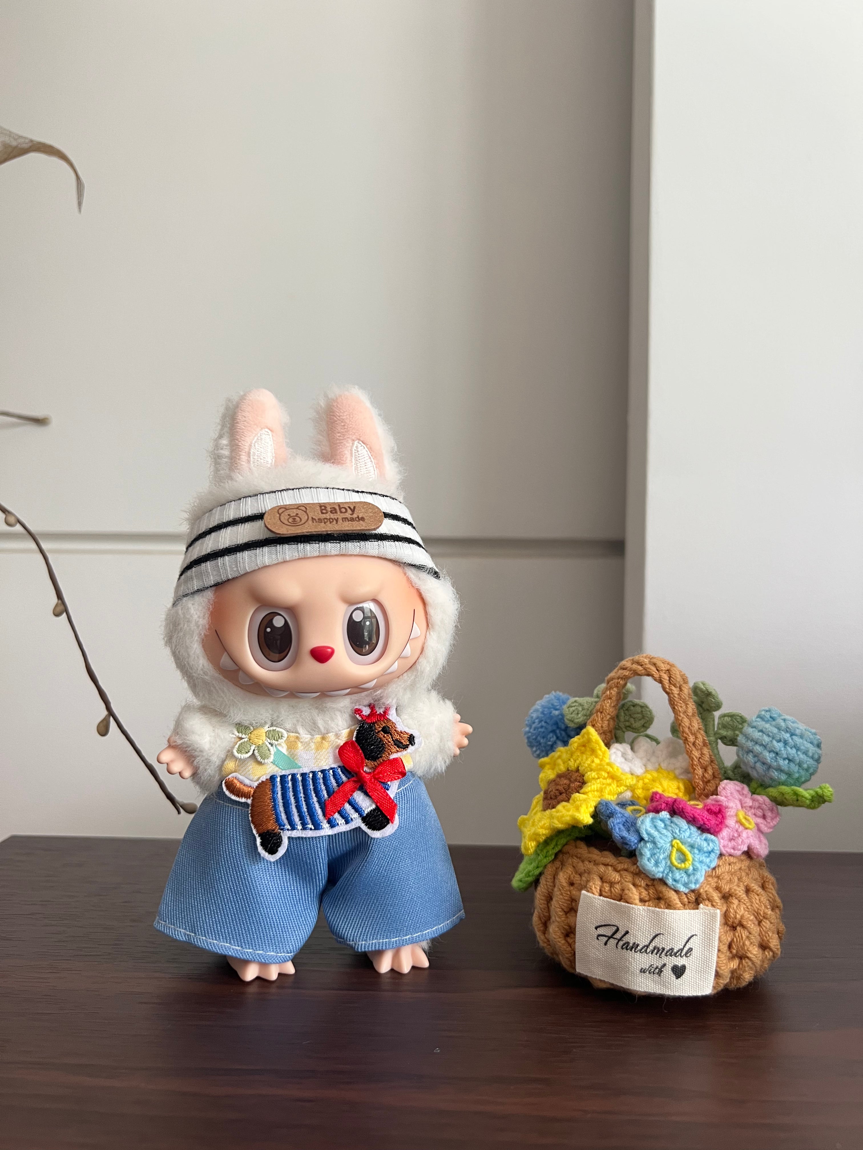 Doll Clothes - Cute Puppy Themed Outfit Set - Dachshund Patch & Striped Headband