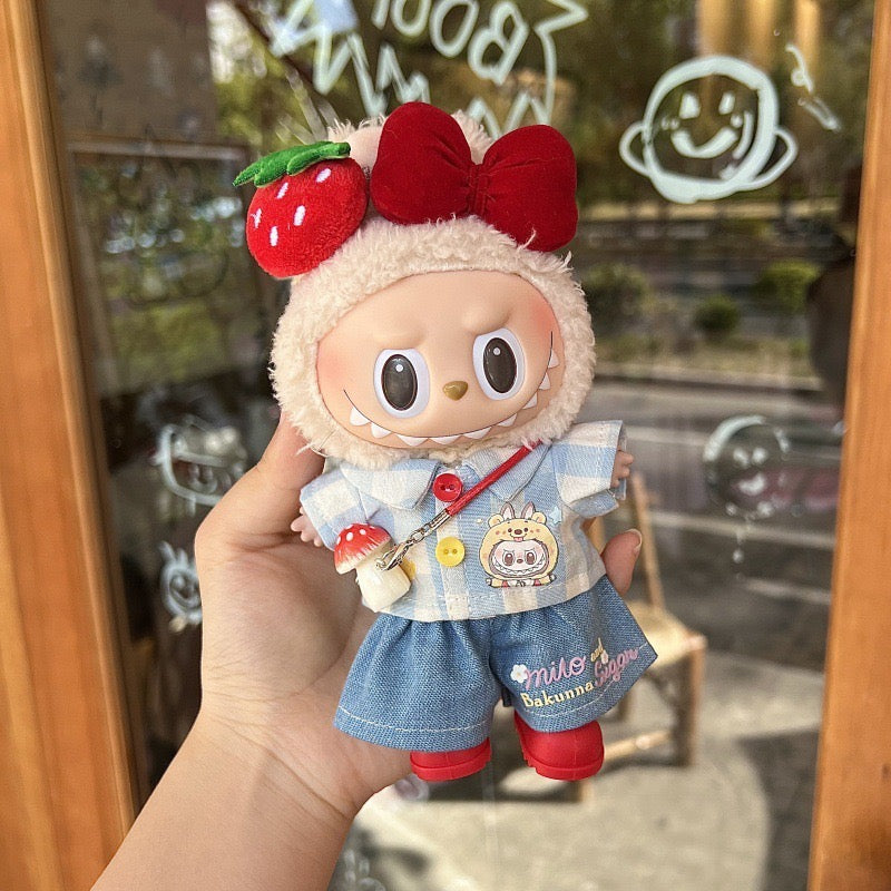 Doll Clothes - Strawberry Bow Fresh Style - 6 Piece Cutie Doll Outfit Set
