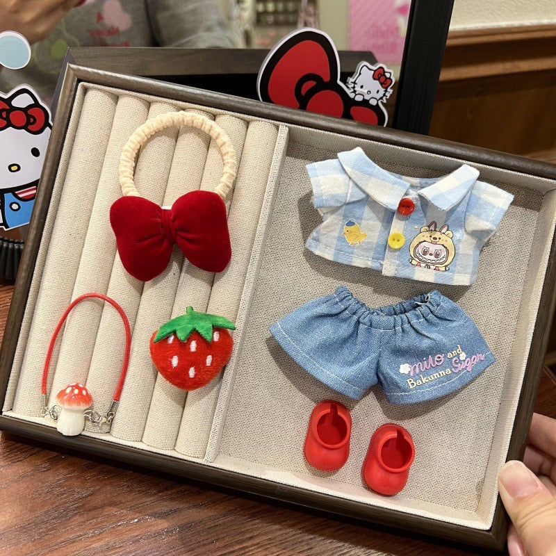 Doll Clothes - Strawberry Bow Fresh Style - 6 Piece Cutie Doll Outfit Set