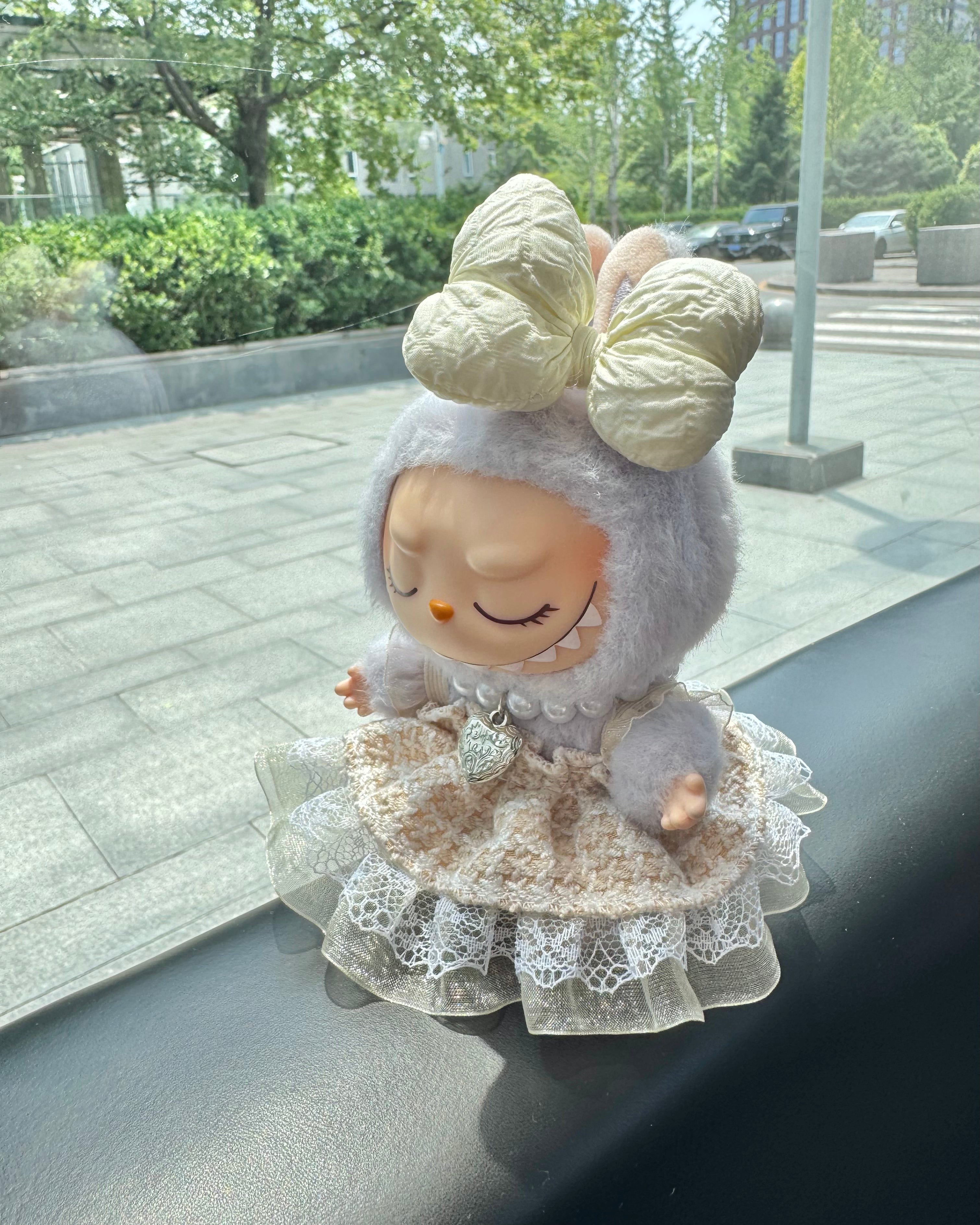 Doll Clothes - Princess Bow Dress Set with Pearl Necklace Doll Outfit