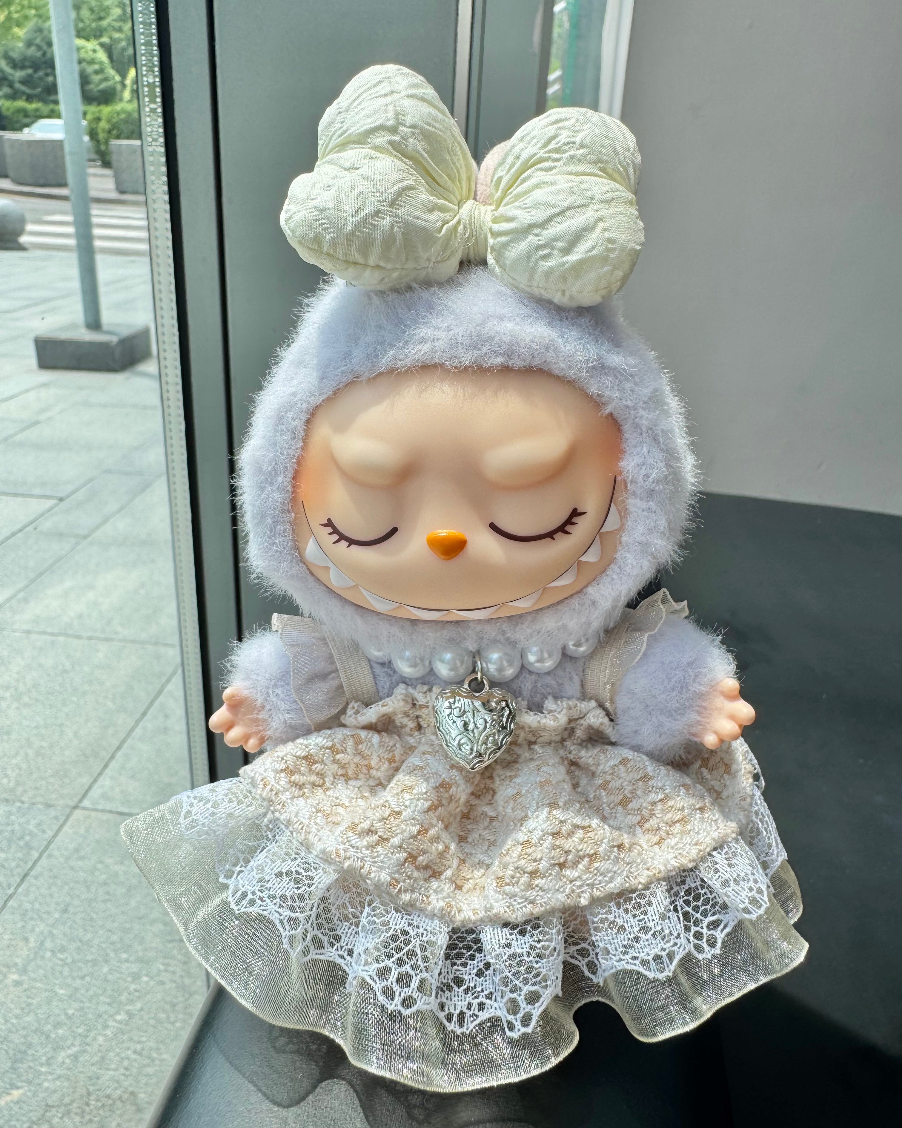 Doll Clothes - Princess Bow Dress Set with Pearl Necklace Doll Outfit