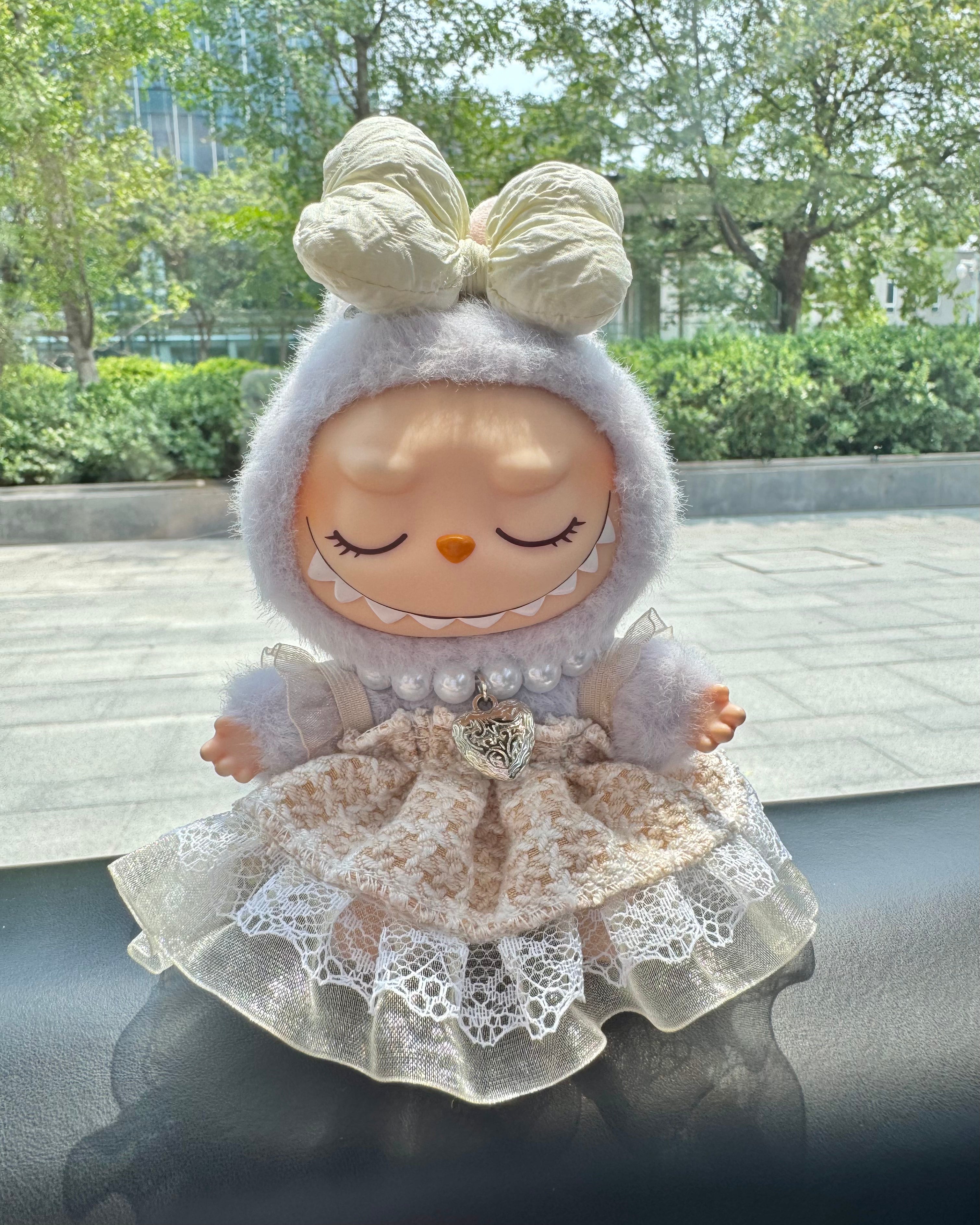 Doll Clothes - Princess Bow Dress Set with Pearl Necklace Doll Outfit