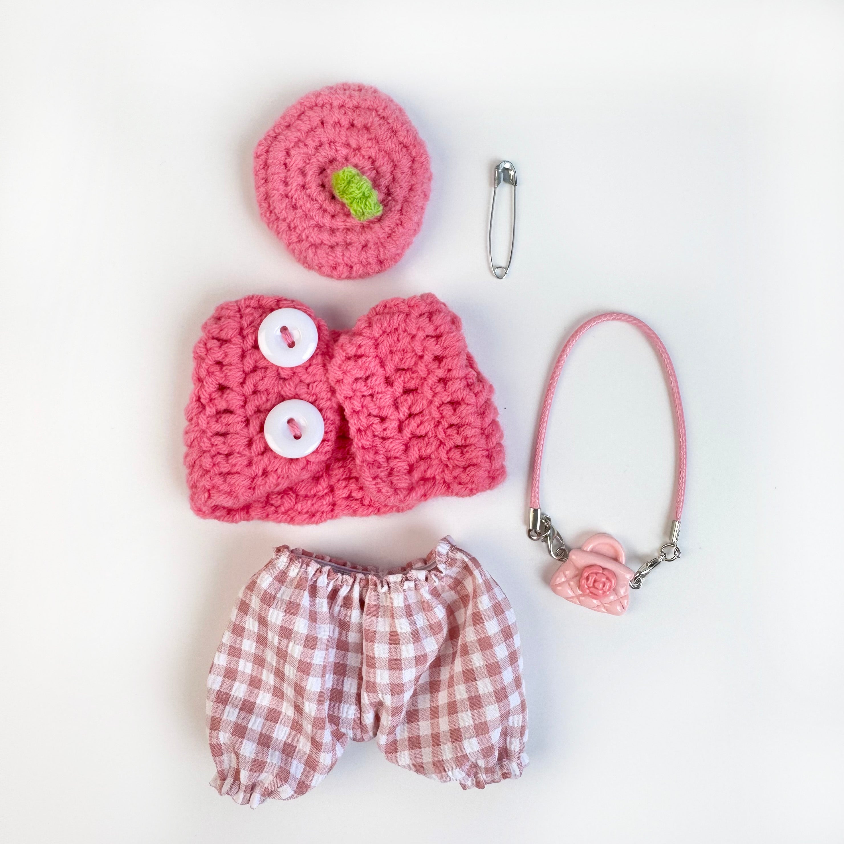 Clothes for Labubu- Sweet Strawberry Picnic Set Doll Outfit
