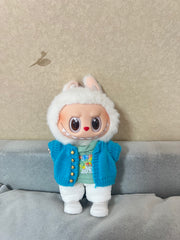 Doll Clothes - Hand Knitted Blue Cardigan Set Doll Outfit