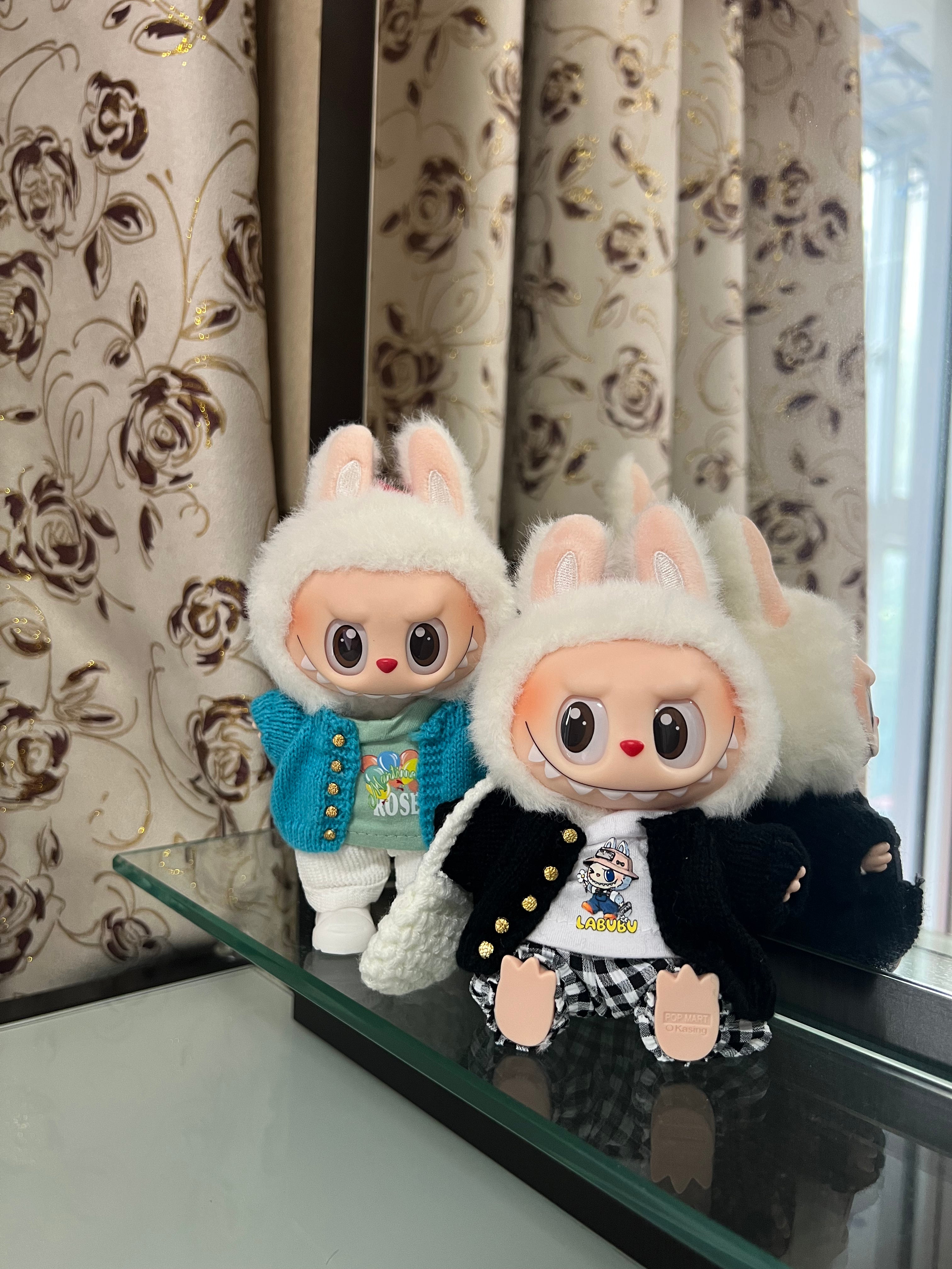 Doll Clothes - Hand Knitted Blue Cardigan Set Doll Outfit