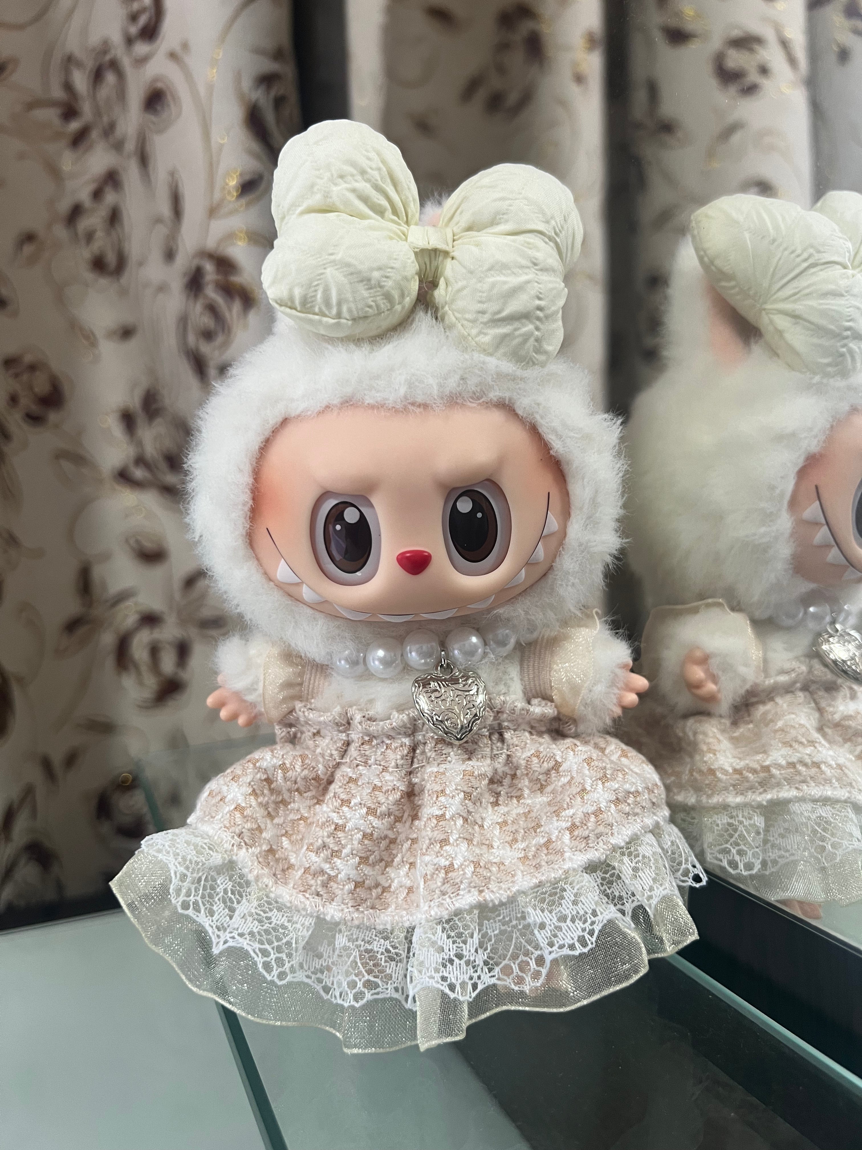 Doll Clothes - Princess Bow Dress Set with Pearl Necklace Doll Outfit