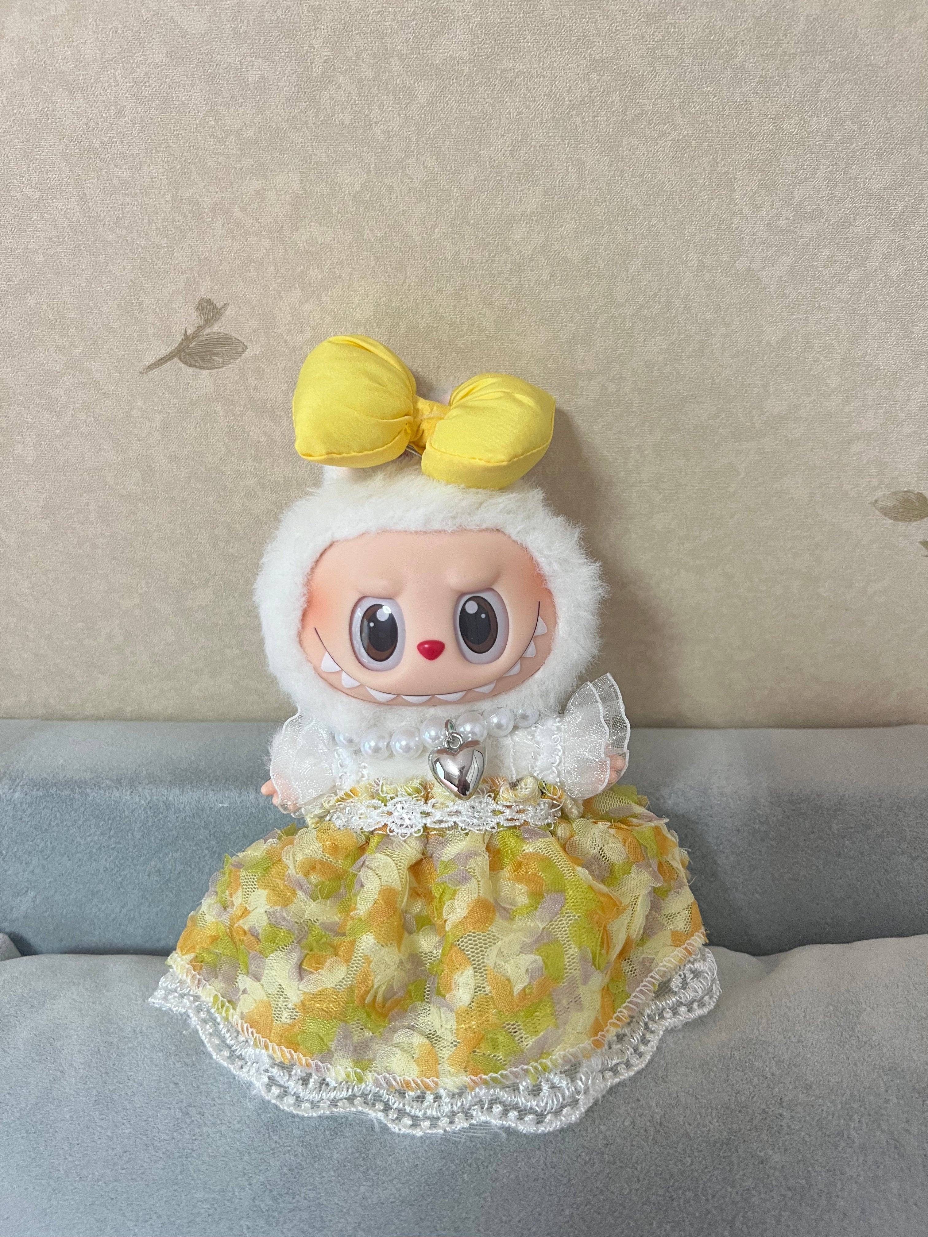 Doll Clothes - Yellow Bow Floral Princess Dress Set Doll Outfit