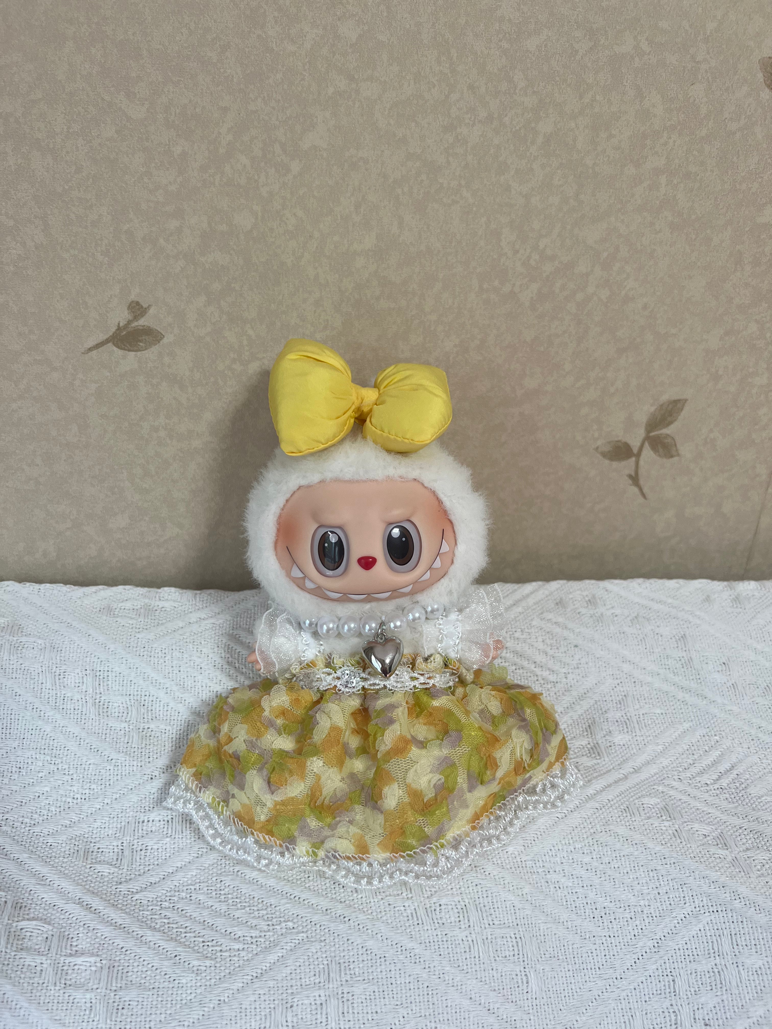 Doll Clothes - Yellow Bow Floral Princess Dress Set Doll Outfit