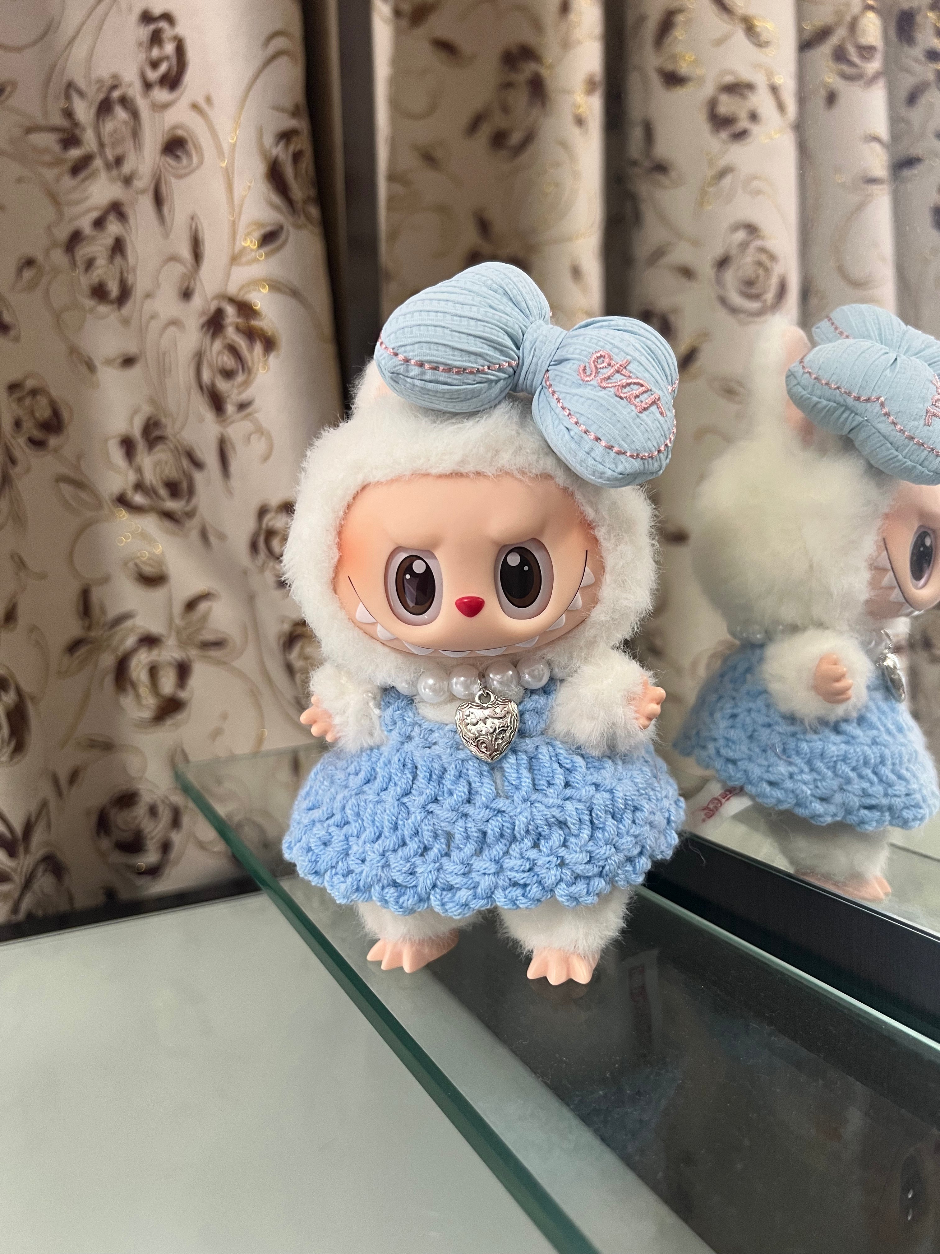 Doll Clothes - Soft Blue Cozy Knit Princess Set Doll Outfit